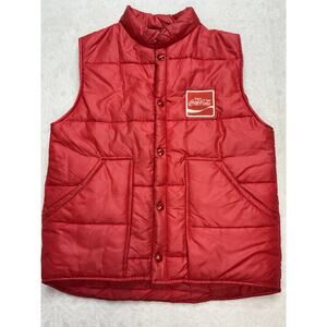 Vintage Weathercaster Puffer Vest Coca Cola Branded Size Small EUC Made USA
